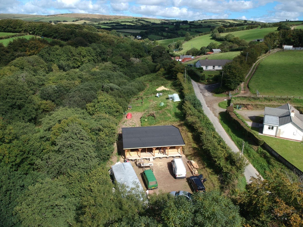 Exmoor straw bale house - aerial view